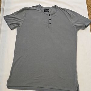 Cuts Clothing Men Short Sleeve Elongated Hem Henley Shirt Granite Gray Size L